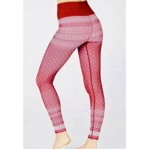 Fabletics Red and White Patterned Pajama Leggings Size S